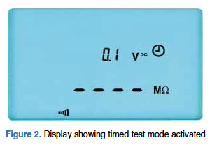 Figure 2: Display showing timed test mode activated