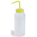 Bel-Art 116260500 Wide Mouth 500ML Polyethylene Wash Bottles, Yellow Cap, Pack of 6-