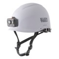 Klein 60146 Safety Helmet, Non-Vented-Class E, with Rechargeable Headlamp, White-