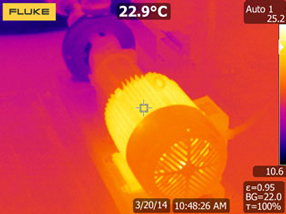 Thermal image of heat pattern indicates an operational motor